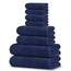 Tens Towels 8er-Set: 2 große Badetücher, 2 Handtücher, 4 Waschlappen, 100% Baumwolle, schnell trocknend, Marineblau