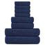 Tens Towels 8er-Set: 2 große Badetücher, 2 Handtücher, 4 Waschlappen, 100% Baumwolle, schnell trocknend, Marineblau
