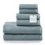 Welhome Franklin 100% Cotton Textured Towel (Dusty Blue) - Set of 6 - Highly Absorbent - Combed Cotton - Durable - Low Lint - 600 GSM - Machine Washable : 2 Bath Towels - 2 Hand Towels - 2 Wash Towels