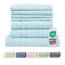 Müskaan® 7er Bambus Handtuch Set Aqua, 50% Baumwolle & 50% Bambus, 450g/m² – 1x Duschtuch 70x140cm, 2X Handtuch 50x100cm & 4X Gästetuch 50x30cm – Öko-Tex, Baumwoll Handtuchset Blau, 60°C waschbar
