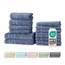 Müskaan® 14er Bambus Handtuch Set Rauchblau, 50% Baumwolle & 50% Bambus, 450g/m² – 2X Duschtuch 70x140cm, 4X Handtuch 50x100cm & 8X Gästetuch 50x30cm – Öko-Tex, Handtuchset Blau, 60°C waschbar