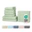 Müskaan® 14er Bambus Handtuch Set Eukalyptus, 50% Baumwolle & 50% Bambus, 450g/m² – 2X Duschtuch 70x140cm, 4X Handtuch 50x100cm & 8X Gästetuch 50x30cm – Öko-Tex, Handtuchset Grün, 60°C waschbar
