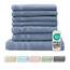 Müskaan® 7er Bambus Handtuch Set Rauchblau, 50% Baumwolle & 50% Bambus, 450g/m² – 1x Duschtuch 70x140cm, 2X Handtuch 50x100cm & 4X Gästetuch 50x30cm – Öko-Tex, Baumwoll Handtuchset Blau 60°C waschbar
