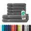 Müskaan® 6er Handtuch Set Anthrazit, 100% Baumwolle, 500g/m² – 2X Duschtuch 70x140cm & 4X Handtuch 50x100cm – Öko-Tex, Frottee Handtücher Set Baumwolle, Handtuchset Grau, 60°C waschbar, Frotteetücher