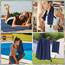 Jokisa Mikrofaser Handtuch 2er Set, 180X90cm Strandtuch Mikrofaser + 80X40cm Sporthandtuch, Schnelltrocknendes & Sandfrei Handtücher für Outdoor Sauna Strand Trekking (Marineblau)