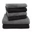 Dyckhoff Handtuchset Brillant, 2 Badetücher 70 x 140 cm und 4 Handtücher 50 x 100 cm, 6-teilig, schwarz-grau