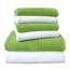 Dyckhoff 0410996300 Handtuchset "Brillant", 2 Badetücher / Duschtücher 70 x 140 cm und 4 Handtücher 50 x 100 cm, 6-teilig, weiß / apfel