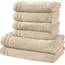 Erwin Müller Handtuchset, Frottierset Heidelberg 6-TLG. 100% Baumwolle beige - leichte Qualität, saugstark, schnelltrocknend, kompakt - ideal für Sport, Strand, Reisen