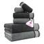Casa Copenhagen, 6teiliges Designer Handtuch Geschenkset aus 100% ägyptischer Baumwolle –Kieferngrau + Grauviolett, 600 g/m² (2Badetücher, 2Handtücher, 2Waschhandschuhe) Geschenkbox für Damen & Herren