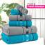 Casa Copenhagen, 6teiliges Designer Handtuch Geschenkset aus 100% ägyptischer Baumwolle –Graues Türkis, 600 g/m² (2Badetücher, 2Handtücher, 2Waschhandschuhe) Geschenkbox für Damen & Herren