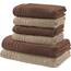 REDBEST Handtuchset, Frottierset New York 2-farbig 6-TLG. braun-beige - leichte, weiche Qualität, saugstark, sehr strapazierfähig, 100% Baumwolle