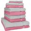Betz 10-TLG. Handtuch-Set Premium 100% Baumwolle 2 Duschtücher 4 Handtücher 2 Gästetücher 2 Waschhandschuhe Farbe Silber & Altrosa