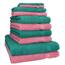 Betz 10-TLG. Handtuch-Set Premium 100% Baumwolle 2 Duschtücher 4 Handtücher 2 Gästetücher 2 Waschhandschuhe Farbe Altrosa & Smaragd