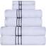 Superior - Hotelkollektion, luxuriöses Handtuchset, 100% Baumwolle, weiß/Marineblau, 900 Gramm, 6-teilig