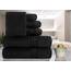 Casa Copenhagen 6-teiliges Set aus 100% Baumwolle – Radiant Black, 600 g/m², 2 Badetücher, 2 Handtücher, 2 Waschlappen, aus ägyptischer Baumwolle, ultraweiches Luxus-Set für Hotels.