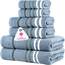 Casa Copenhagen, 6teiliges Designer Handtuch Geschenkset aus 100% ägyptischer Baumwolle –Staubblau, 550 g/m² (2Badetücher, 2Handtücher, 2Waschhandschuhe) Geschenkbox für Damen & Herren