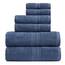 Springtree Home Badetuch-Set aus 100 % Baumwolle, 6-teiliges Set, blaue Handtücher, geometrisches strukturiertes Design, saugfähig und schnelltrocknend, Oeko-TEX Standard 100 Baumwolle