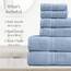 Springtree Home Badetuch-Set aus 100 % Baumwolle, 6-teiliges Set, blaue Handtücher, geometrisches strukturiertes Design, saugfähig und schnelltrocknend, Oeko-TEX Standard 100 Baumwolle