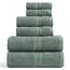 Springtree Home Badetuch-Set aus 100 % Baumwolle, 6-teiliges Set, grüne Badetücher, geometrisches strukturiertes Design, saugfähig und schnelltrocknend, Oeko-TEX Standard 100 Baumwolle