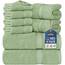 Utopia Towels 8-teiliges Handtuch-Set, Salbeigrün, 2 Badetücher, 2 Handtücher und 4 Waschlappen, 100% Baumwolle