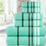 Casa Copenhagen, 6teiliges Designer Handtuch Geschenkset aus 100% ägyptischer Baumwolle –Aquablau, 550 g/m² (2Badetücher, 2Handtücher, 2Waschhandschuhe) Geschenkbox für Damen & Herren