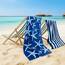 Casa Copenhagen Miami Strandtüchern, 2-Stück Geschenkset aus – Seestern Marineblau + Türkis gestreift, 75x150 cm extragroße Pooltüchern 100% Baumwolle (perfekte Sommer Geschenkset für Damen & Herren)