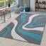TT Home Wohnzimmer Teppich Moderner Kurzflor 3D Optik Geometrisches Wellen Design, Farbe:Türkis, Größe:200x290 cm