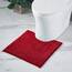 Decomira Badematte rutschfest WC Vorleger mit Ausschnitt | Als Badteppich Set kombinierbar | Badezimmer-Teppich Bad-Vorleger waschbar aus Chenille | Für freistehende Toiletten | Rot - 45x45 cm