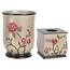 Zahari Home Larrisa Badezimmer-Dekor-Set mit Blumenmuster, Abfallkorb und Taschentuchbox, modern, klassisch, zeitgenössisch, stilvoll, Badzubehör-Set, 2-teilig