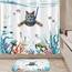 Fowocu Lustige Katze, kleine Badezimmerteppiche, Matte, Ozean, Meerestier, Badteppiche, wasserabsorbierend, rutschfest, Duschmatte, niedliche Badematten für Badezimmerdekoration (blau, 61x40 cm)