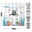 Fowocu Lustiges Katzen-Duschvorhang-Set, blaugrün/blau, wasserfester Stoff, Duschvorhänge mit Tier, Oktopus, Seestern, Schildkröte, Anker, Fische, Dekor (blau, 183 x 183 cm)