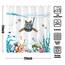 Fowocu lustiger Katzen-Duschvorhang, blaugrün, Meer, Ozean, wasserdichter Stoff, für Badezimmer, mit Tier, Oktopus, Seestern, Schildkröte, Anker, Fisch, nautisches Badvorhang-Dekor (183 x 183 cm)