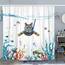 Fowocu Katzen-Duschvorhang (blau, 183 x 200 cm)