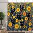Duschvorhang mit niedlicher Katze, lustig, schwarze Katzen, Boho, Blumenmuster, Vintage-Stil, Sonnenblume, für Badezimmer, Tier, Wildblume, Bauernhaus, wasserdichter Stoff, Dekoration, 183 x 183 cm