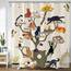 Fowocu lustiger Katzen-Duschvorhang, niedlich, Cartoon-Katzenbaum, für Badezimmer, Boho, Anime, Kätzchen, Kinder, modernes Bauernhaus, wasserdichter Stoff, Badvorhang, Dekoration, 183 x 183 cm