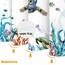 Fowocu lustiger Katzen-Duschvorhang, blaugrün, Meer, Ozean, wasserdichter Stoff, für Badezimmer, mit Tier, Oktopus, Seestern, Schildkröte, Anker, Fisch, nautisches Badvorhang-Dekor (183 x 183 cm)