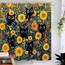 Duschvorhang mit niedlicher Katze, lustig, schwarze Katzen, Boho, Blumenmuster, Vintage-Stil, Sonnenblume, für Badezimmer, Tier, Wildblume, Bauernhaus, wasserdichter Stoff, Dekoration, 183 x 183 cm
