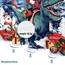 Fowocu Weihnachts-Duschvorhang, lustiger Weihnachtsmann, reitender Dinosaurier, für Badezimmer, Winter, Schneeflocke, Schneemann, rot, Stoff wasserdicht, Kinder-Badevorhang, Dekoration, 183 x 183 cm