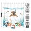 Fowocu Lustiger Hund, extra langes Duschvorhang-Set, blaugrün, Meer, Ozean, wasserdichter Stoff, Duschvorhänge mit Tier, Oktopus, Seestern, Schildkröte, Anker, Fisch, nautisch, Badezimmer-Vorhang