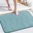 Flamingo P Memory Foam Bath Mat for Bathroom Non Slip Bath Rug Velvet Thick Soft and Comfortable Water Absorbent Machine Washable Easier to Dry Floor Rug Mats Waved Pattern, 24x17 Inches, Aqua Green