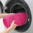 ACCUMTEK Gestreifter Badezimmerteppich-Set, 3-teilig, ultraweich, rutschfest, Chenille, WC-Vorleger, saugfähig, Plüsch, zottelig, Badematten für Badezimmer, Schlafzimmer, Küche, Pfirsich
