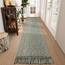 Collive Waschbarer Boho-Teppich für Flur, 0,8 x 3,6 m, Bauernhaus, lange Teppiche für Küche, Baumwolle, handgewebt, Schlafzimmerläufer, olivgrün/cremefarben, niedriger Flor, natürlicher Bodenteppich