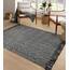 Collive Komfortabler Teppich, 122x152 cm, schwarz/cremefarben, gewebte Baumwolle, Schlafzimmerteppich, moderner Innenbereich, Teppich mit Quaste für Wohnzimmer, Büro, Terrassendekoration