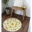 Uphome Runder Teppich, 51 cm, niedlicher Badteppich mit Pompons, Fransen, Blumenmuster, waschbar, Badezimmerteppich, weich, rutschfest, runder Überwurf, Teppich für Dusche, Waschbecken, Puderzimmer,