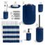 Badezimmer-Zubehör-Set mit Duschvorhang-Set, Seifenspender, Seifenschale, Zahnbürstenhalter mit Tasse, Duschvorhang-Set mit Liner und Haken, WC-Bürste und Halter, Abfalleimer, Marineblau