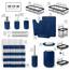 Clara Clark Badezimmer-Zubehör-Set – 28-teiliges Badezimmer-Set mit Selbstklebender Eck-Duschablage zum Aufhängen, Badezimmer-Sets mit Duschvorhang und Teppichen, marineblauer Duschvorhang-Set mit
