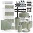 Clara Clark Badezimmer-Zubehör-Set – 28-teiliges Badezimmer-Set mit Selbstklebender Eck-Duschablage zum Aufhängen, Badezimmer-Sets mit Duschvorhang und Teppichen, salbeigrün Duschvorhang-Set mit