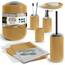 Clara Clark Badezimmer-Set – Badezimmer-Zubehör-Set, 20-teilig, Duschvorhang-Set mit Innenfutter, Zahnbürstenhalter, Seifenspender, Seifenschale, WC-Bürstenhalter und Mülleimer, Gold
