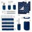Clara Clark Badezimmer-Set – 23-teiliges Duschvorhang-Set mit Badezimmer-Mülleimer, marineblaues Badezimmer-Set, Badezimmer-Sets mit Duschvorhang und marineblauen Teppichen