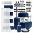 Clara Clark Badezimmer-Zubehör-Set – Badezimmer-Set mit Selbstklebender Eck-Duschablage zum Aufhängen, 25-teiliges Badezimmer-Zubehör-Set, marineblaues Duschvorhang-Set, WC-Bürste, Mülleimer und